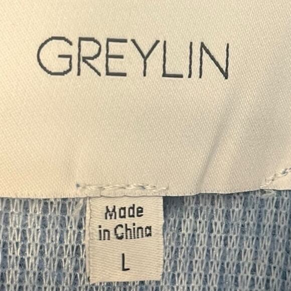 GREYLIN Anthropologie Everyday Cropped Jacket Shacket Blue Women’s Size Large - Picture 8 of 13